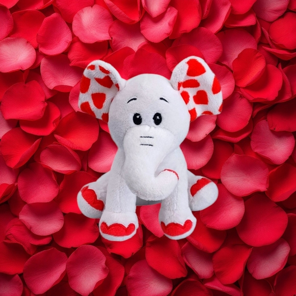 -RBI RON BANAFATO White ELEPHANT With Red HEART EARS Lovey Valentine's PLUSH 7โ - Picture 10 of 10
